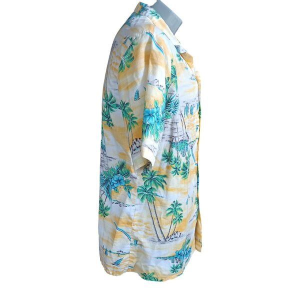 Large Vintage Men's Hawaiian Shirt Paradise Beach Club USA 1980's Vacation Beach - Picture 3 of 5